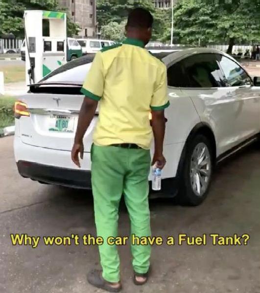 234Drive Pranks Petrol Attendants By Trying To Fuel Electric Tesla Model X At Filling Station In Lagos - autojosh