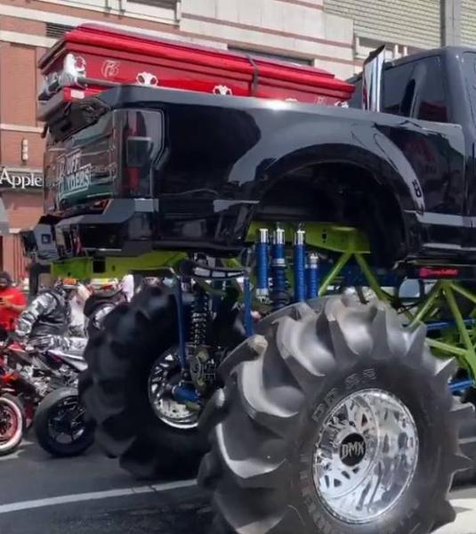 DMX Arrives At Memorial On Custom Monster Truck Surrounded By Hundreds Of Motorbikes - autojosh 