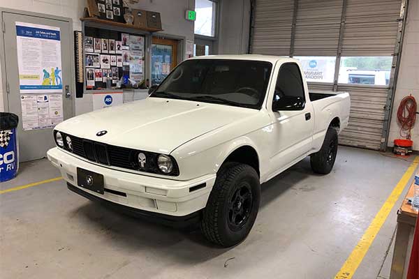 This Toyota Tacoma Pickup Truck Front Is Swapped With A 1987 BMW 3-Series