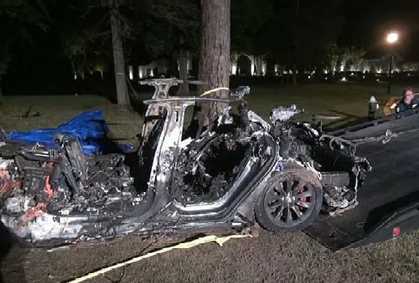 No One Behind Wheel As Tesla Burst Into Flames After Crashing Into Tree Killing Two Occupants - autojosh 