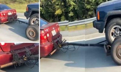 Toyota Corolla Seen Towing A Jeep Cherokee - See Why This Is Wrong - autojosh