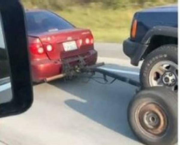 Toyota Corolla Seen Towing A Jeep Cherokee - See Why This Is Wrong - autojosh 