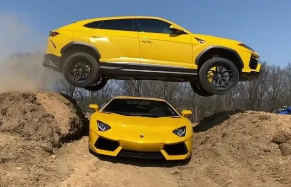 Watch YouTuber Jump His Lamborghini Urus Over His Wife's Lamborghini Aventador - autojosh 