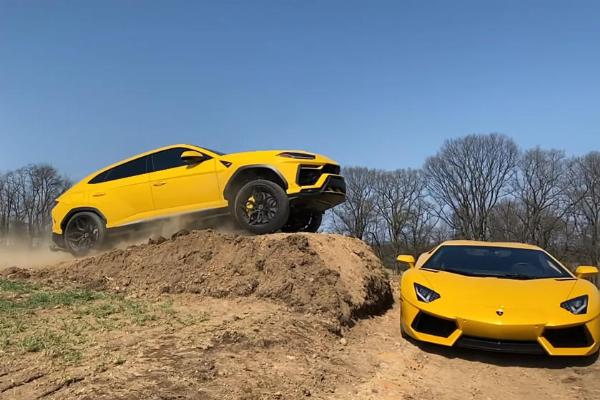 Watch YouTuber Jump His Lamborghini Urus Over His Wife's Lamborghini Aventador - autojosh 