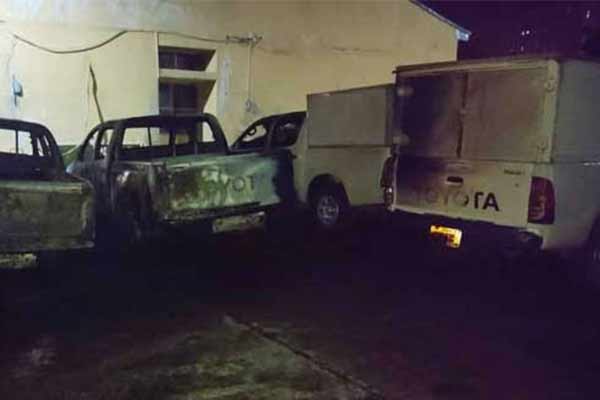 Hoodlums Attack INEC Office In Enugu, Burnt Six Toyota Hilux, Damage Two Other Vehicles - autojosh 