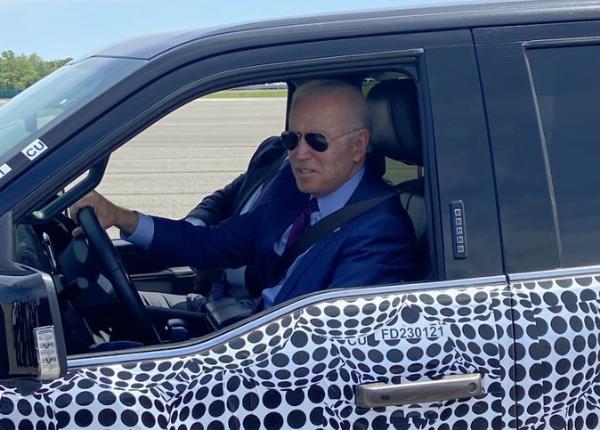 President Joe Biden Takes New Electric Ford F-150 Lightning For A Test Drive, Says This Sucker's Quick - autojosh