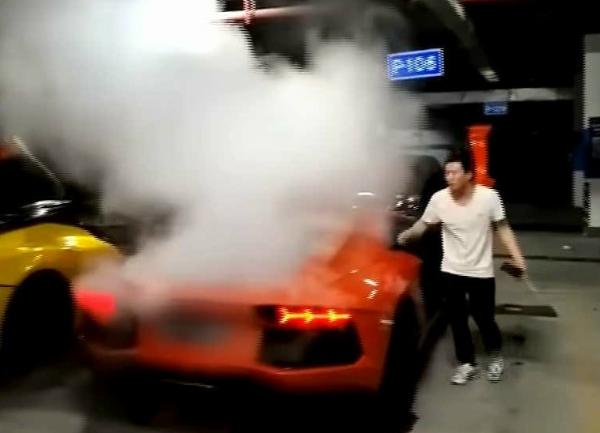 Chinese Man Grills Meat With Flames From Lamborghini Exhaust Pipe, Sets Engine On Fire - autojosh 