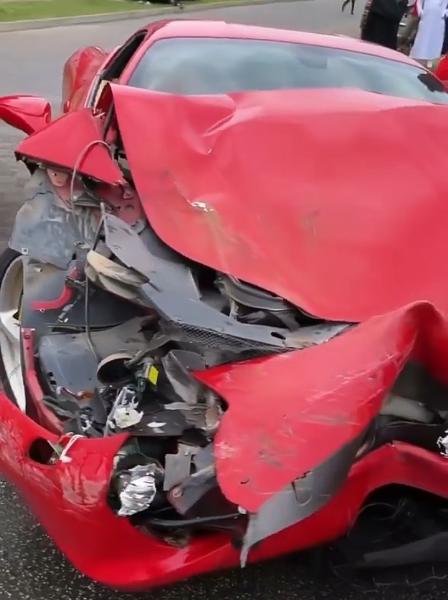 Expensive Crash, Ferrari Totals After Colliding With Kia Optima In Abuja - autojosh 