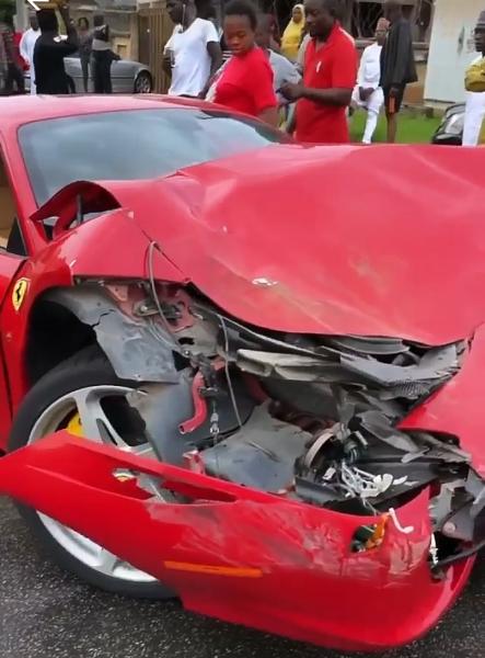 Expensive Crash, Ferrari Totals After Colliding With Kia Optima In Abuja - autojosh 