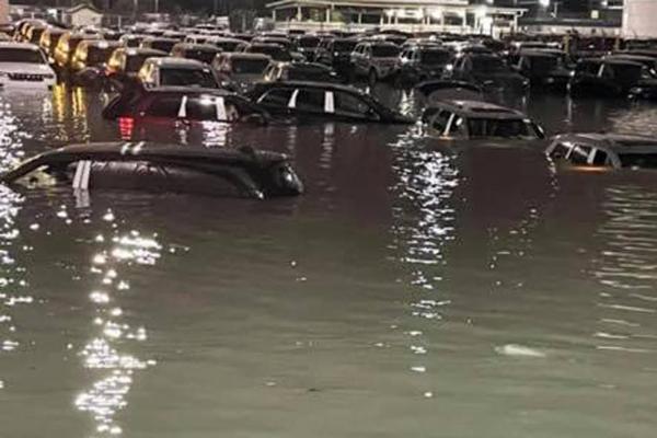 Flooding From Heavy Downpour Submerged Hundreds Of New Vehicles At Jeep's Detroit Shipping Yard - autojosh 