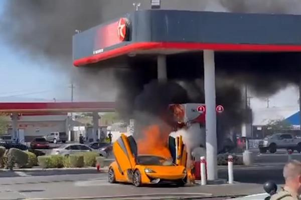 McLaren 570S Worth ₦120M Burst Into Flames While Being Filled Up At Petrol Station - autojosh 