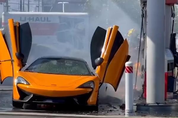 McLaren 570S Worth ₦120M Burst Into Flames While Being Filled Up At Petrol Station - autojosh 