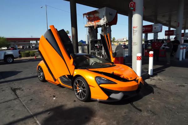 McLaren 570S Worth ₦120M Burst Into Flames While Being Filled Up At Petrol Station - autojosh 