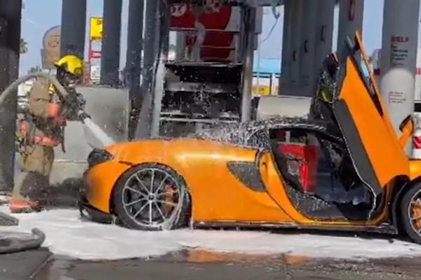 McLaren 570S Worth ₦120M Burst Into Flames While Being Filled Up At Petrol Station - autojosh 