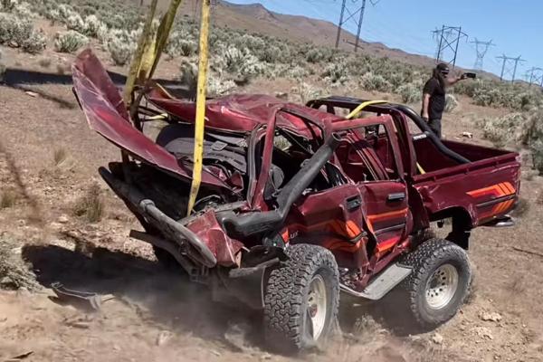 Youtuber Destroys Toyota Hilux Truck After Being Dropped From Helicopter 10,000 Feet Above - autojosh 