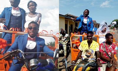 Ekiti OAP Shares Wedding Pictures, Rides In Style With Bride To Reception In A Motorcycle Truck - autojosh