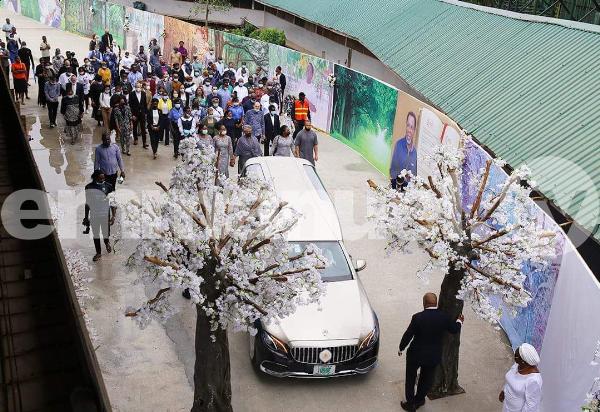 Moment T.B. Joshua's Corpse Arrived At Synagogue In Mercedes Hearse Accompanied By Motorcycle Escorts - autojosh 