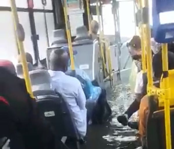 Friday Downpour : Watch As Lagos Passengers Moan Inside Water Filled BRT Bus - autojosh 