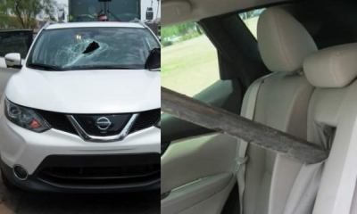 Secure Your Loads : Metal Pole Launched From Truck Crashes Through SUV Windshield, Misses Driver - autojosh