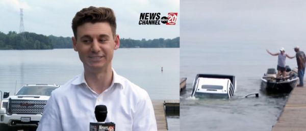 Watch A GMC Sierra HD Pickup Truck Roll Into A Lake During Live TV, Moments After Towing A Boat - autojosh