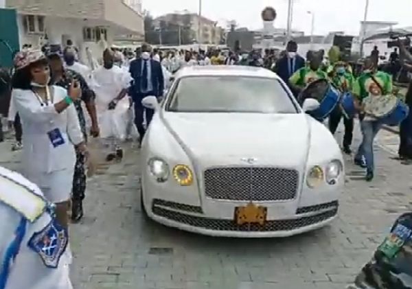 Moment Ooni Of Ife Arrived In His Bentley For The Grand Opening Of Rev. Esther Ajayi's Mega Church - autojosh 