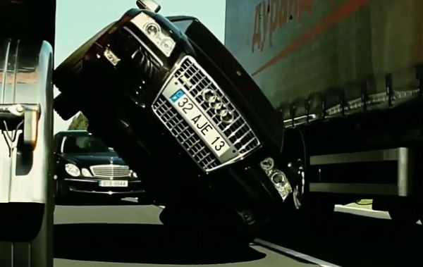 Transporter 3 : Audi A8 Drove On Two Wheels Between Two Trucks During A Chase By Mercedes E-Class - autojosh 