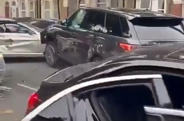 Terrifying Moment Stolen Range Rover Repeatedly Smashes Into BMW, Also Hits 12 Parked Cars - autojosh