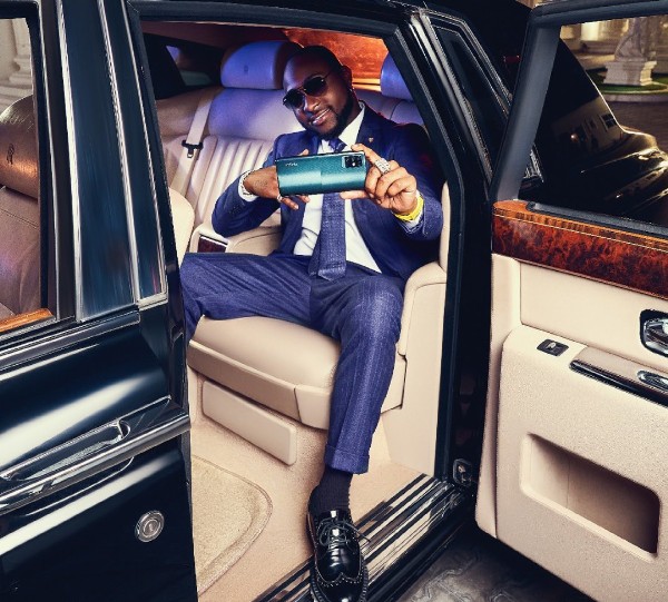 Infinix Ambassador, Davido, Promotes Note 10 While Posing In A Rolls-Royce Phantom 8 - autojosh 