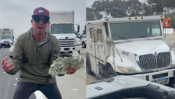 Drivers Scramble To Pick Money After Armoured Truck Spilled Cash On The Highway In U.S. - autojosh