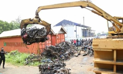 Lagos Crushes 482 Impounded Motorcycles AKA 'Okadas' - autojosh