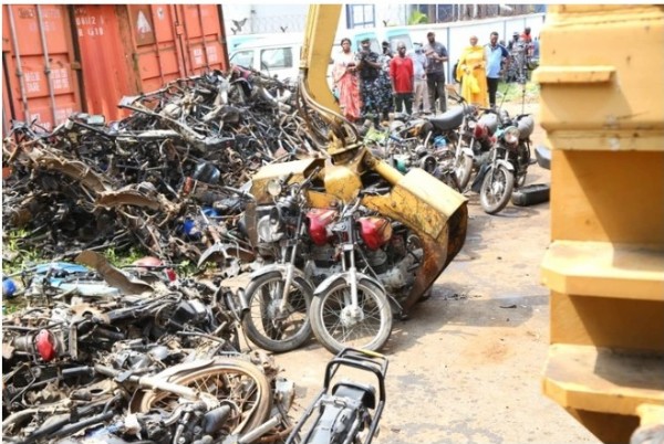 Lagos Crushes 482 Impounded Motorcycles AKA 'Okadas' - autojosh 