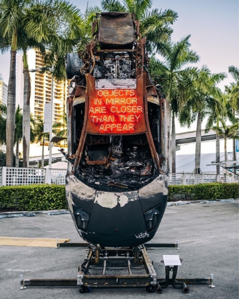 Artist WhIsBe Creates A Piece Of Art Out Of The Wreckage Of His Burnt Lamborghini To Thank God - autojosh 