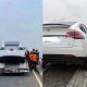 Reactions As Car Carrier Rescues Tesla Model X After Running Out Of Battery Juice On 3rd Mainland Bridge - autojosh