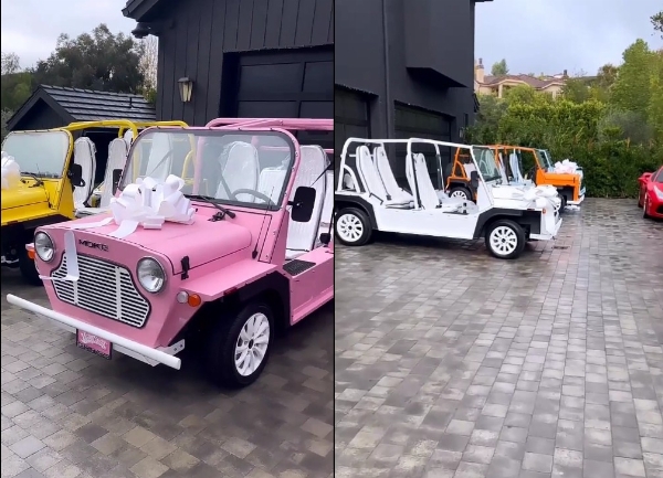 Kim Kardashian Exclaims : 'I Got The Pink One!', As Kris Jenner Buys 6 Moke Electric Carts For Her Children - autojosh