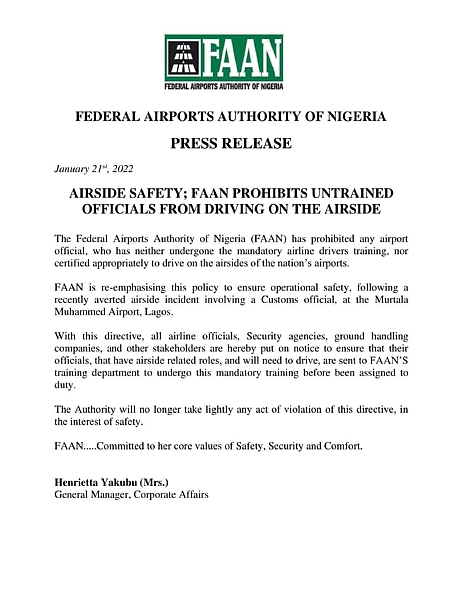 Aircraft-Vehicle Near Collision : FAAN Bars Untrained Officials From Driving On Airport Taxiway - autojosh 