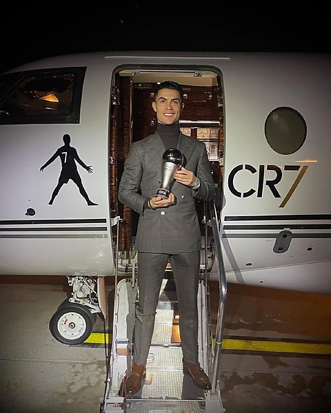 Cristiano Ronaldo Shows Off FIFA Best Award Next To His Custom £20m Private Jet - autojosh 