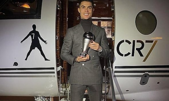 Cristiano Ronaldo Shows Off FIFA Best Award Next To His Custom £20m Private Jet - autojosh