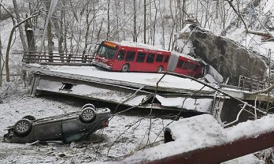 Aging Bridge In Pittsburgh, USA Collapses While Cars Were Driving On It, Hours Before Biden's Visit - autojosh