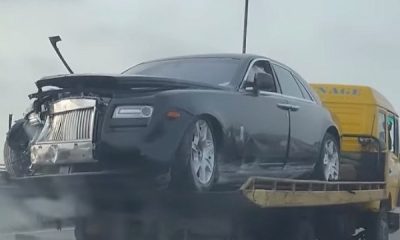 A Badly Damaged ₦200m Rolls-Royce Ghost Spotted Behind A Truck On The Nigerian Road - autojosh