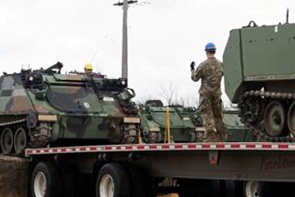 US Soldiers Prepare M113 Vehicles For Ukrainian Defense