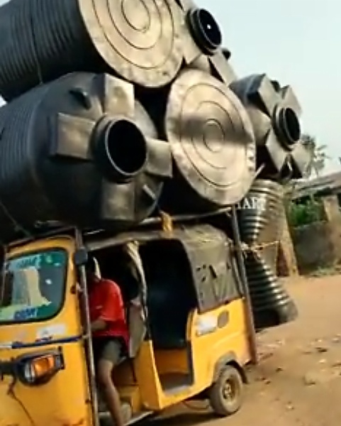 Today's Photos : Keke Marwa Overloaded With 6 Giant Water Tanks - autojosh 