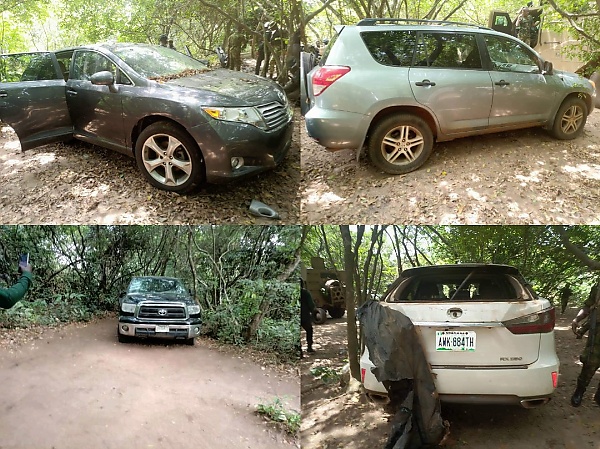 Pictures Of Stolen Cars JTF Recovered From IPOB/ESN Camp In Ihiala, Anambra - autojosh