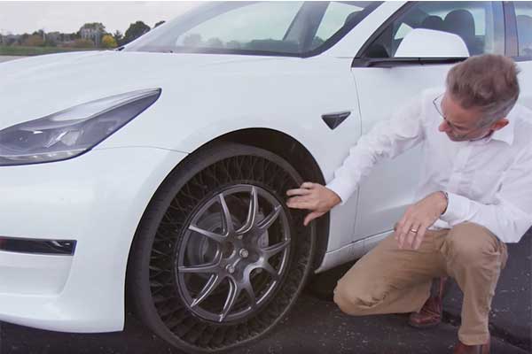 Goodyear Begins Testing Airless Tires On Tesla Model 3