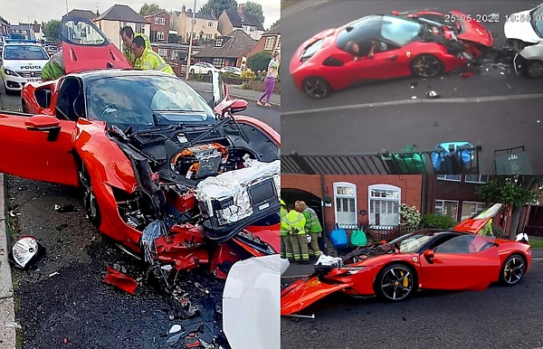 Watch : Moment $631,000 Ferrari SF90 Smashes Into Five Parked Cars, Driver Runs Away - autojosh