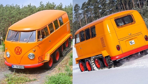 VW Restores 60 Year Old ‘Half-Track Fox’, A 4-Axle ‘Danfo Bus’ With Tank Tracks - autojosh