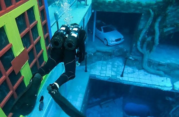 Dubai World's Deepest Pool Has A Sunken Mercedes, Motorcycles At the Bottom - autojosh 