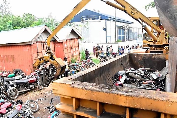 PHOTOS: LASG Crushes 2,228 Impounded Motorcycles (OKADA) On Friday, June 3, 2022 - autojosh 