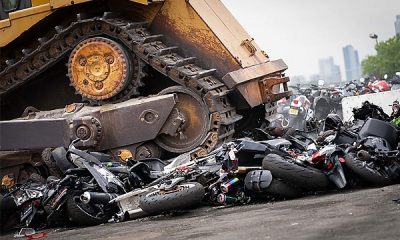 Just Like In Lagos, New York Crushes Hundreds Of Seized Illegal Dirt Bikes With Bulldozer - autojosh