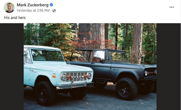 mark zuckerberg's and wife cars