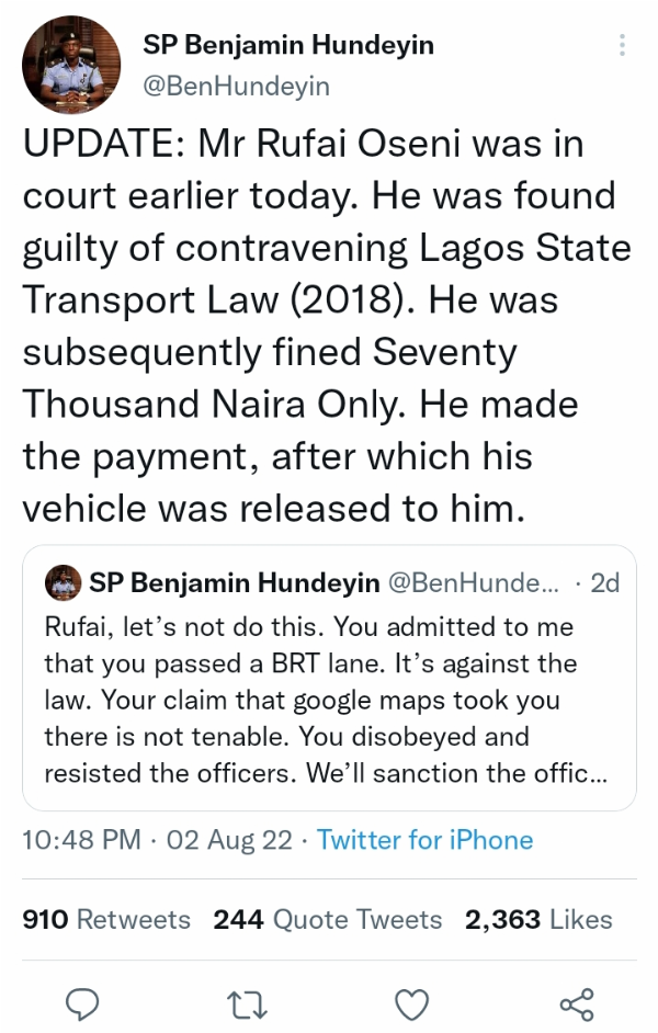 Broadcaster Pays ₦70,000 Fine For Driving On BRT Lane, Seized Car Released To Him, Apologises On TV - autojosh 
